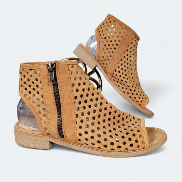 Musse & Cloud Tan Perforated Women's Ankle Boots Size 39 - Picture 17 of 17